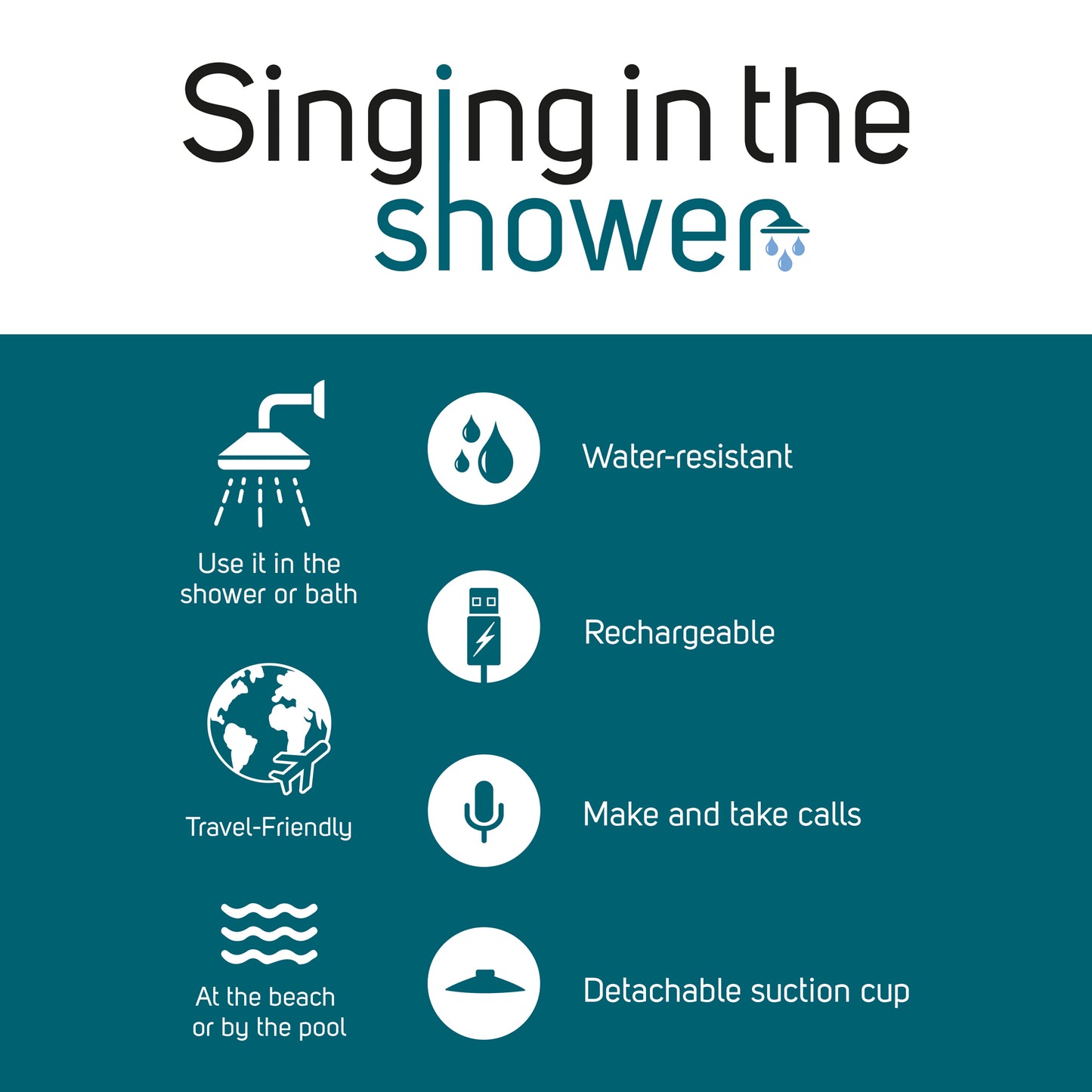 SHOWER SPEAKER WATER RESISTANT - SINGING IN THE SHOWER - KITTY / PACK DE 2