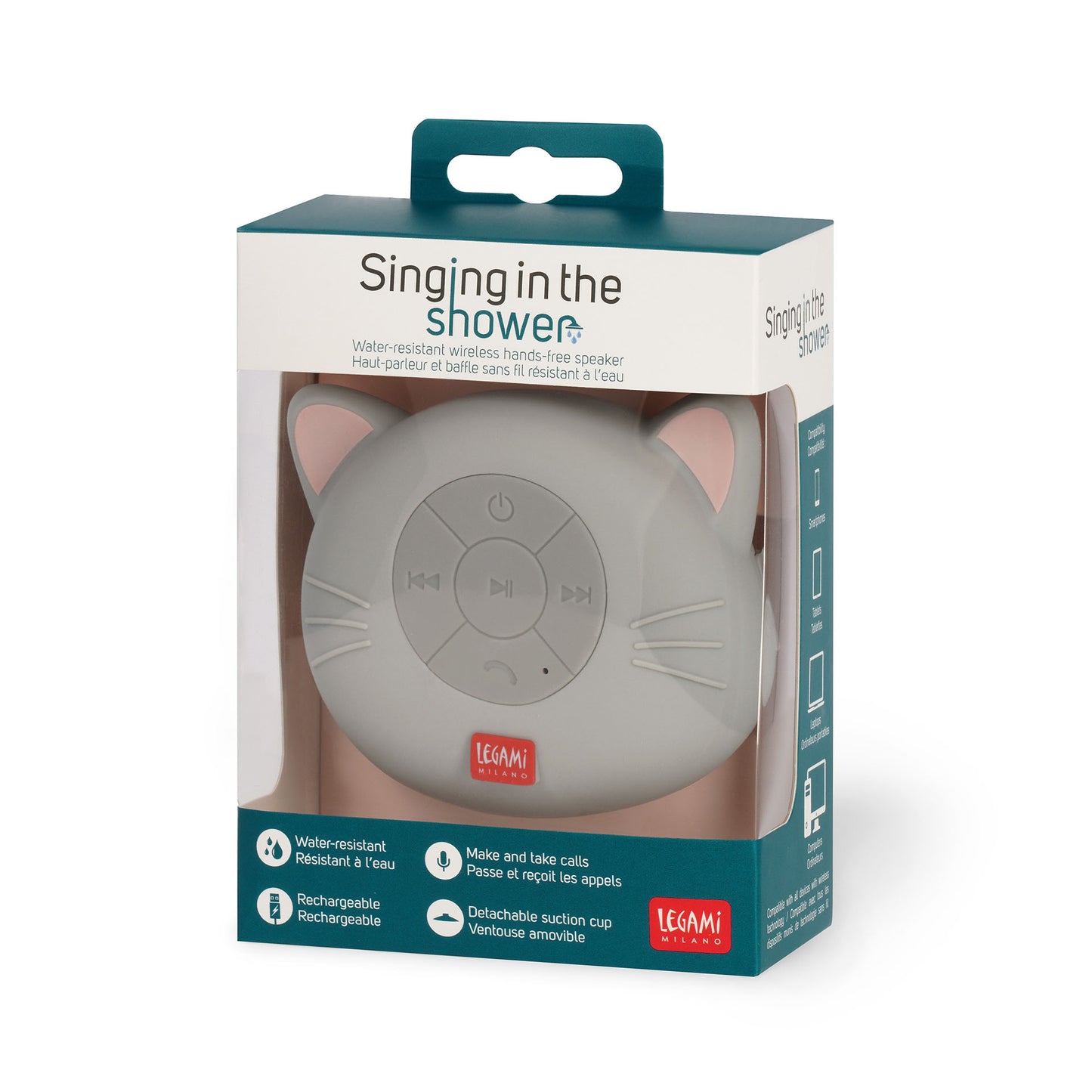 SHOWER SPEAKER WATER RESISTANT - SINGING IN THE SHOWER - KITTY / PACK DE 2