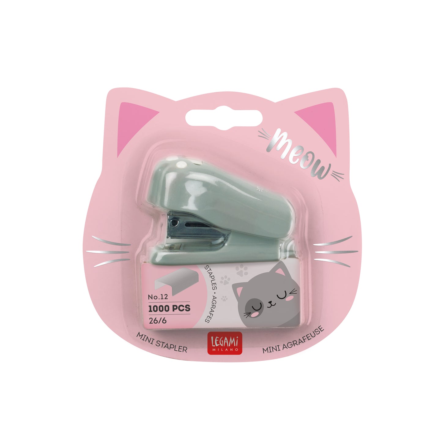 MINI STAPLER - MEOW - KITTY / PACK DE 8