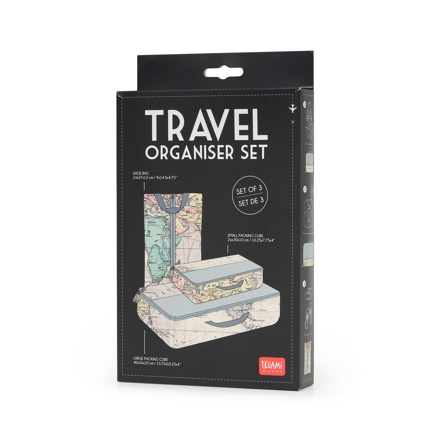 SET OF 3 TRAVEL BAGS - TRAVEL ORGANISER SET - TRAVEL / PACK DE 4