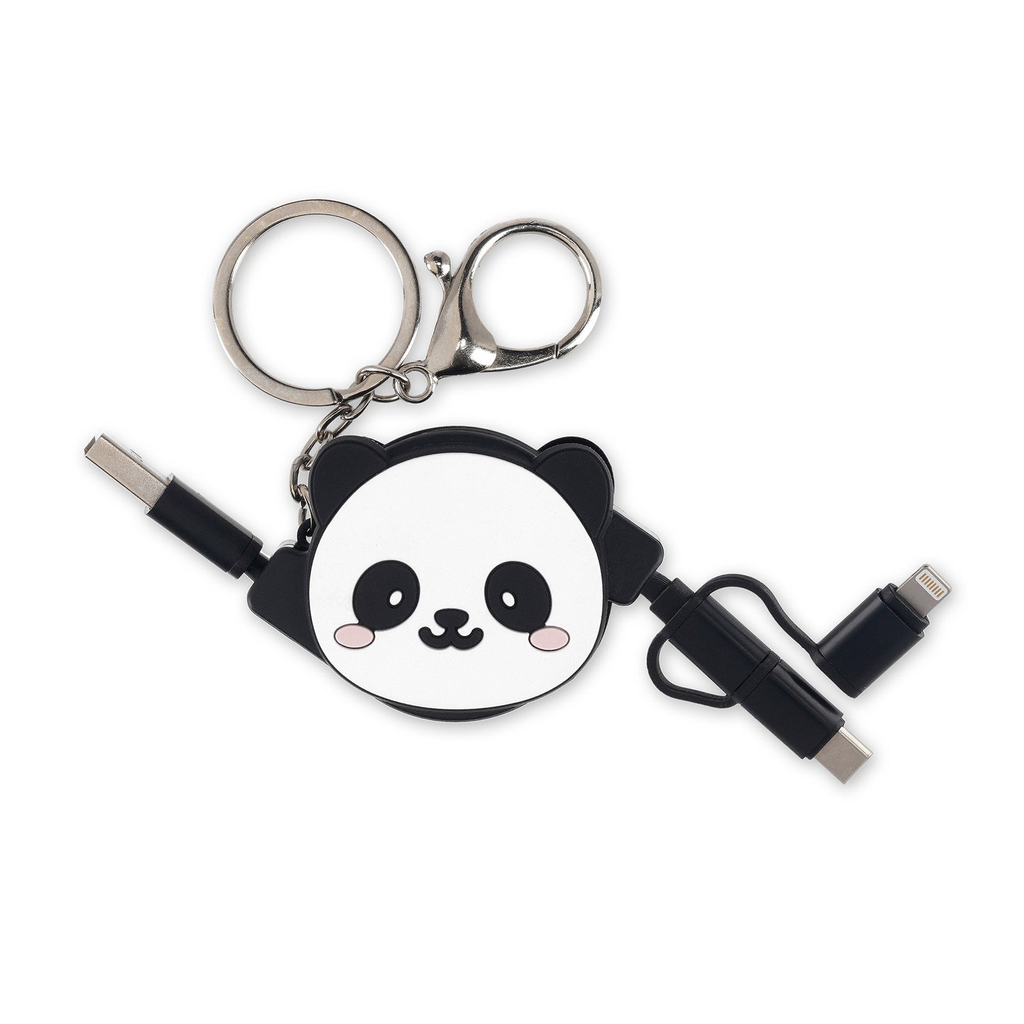 3-IN-1 RETRACT. CHARGING CABLE - CHARGE 'N ROLL - PANDA / PACK DE 4