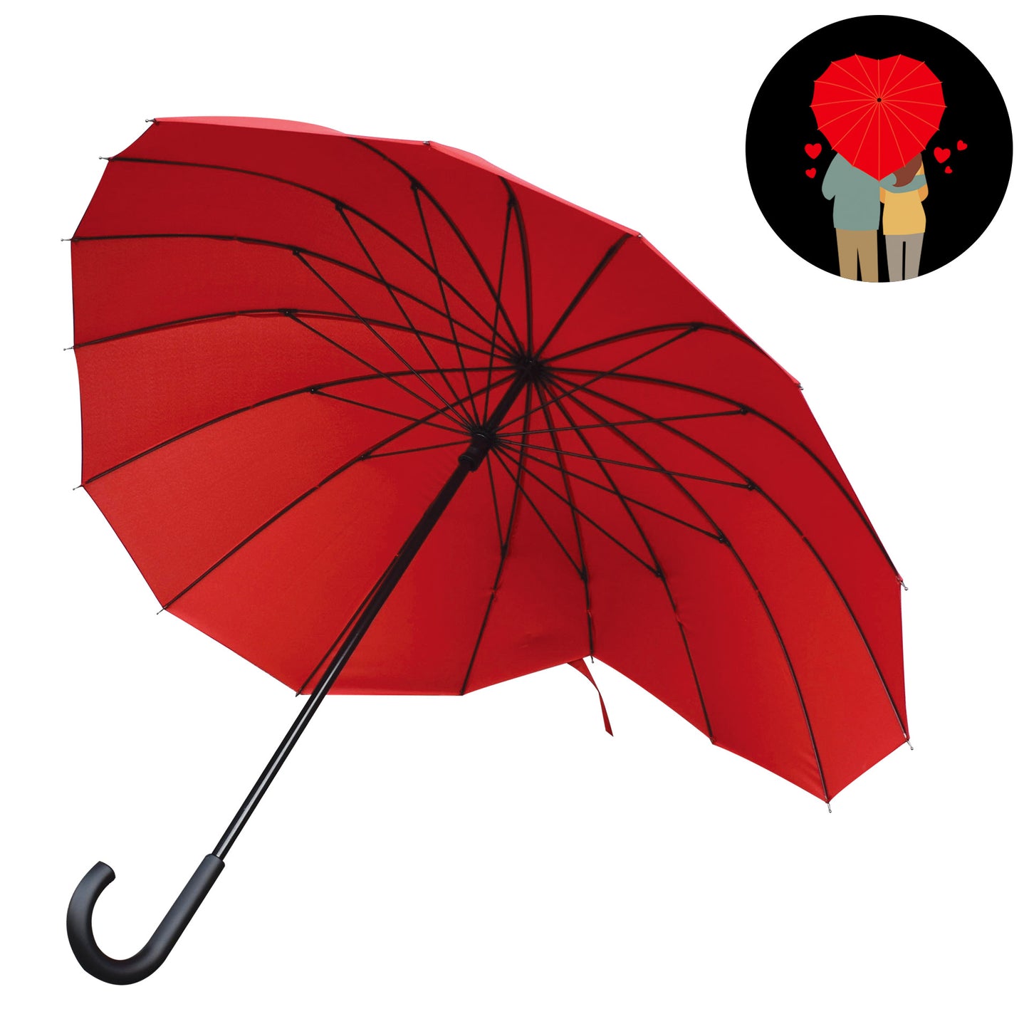 HEART-SHAPED UMBRELLA - I LOVE YOU UMBRELLA - RED - HEART / PACK DE 3