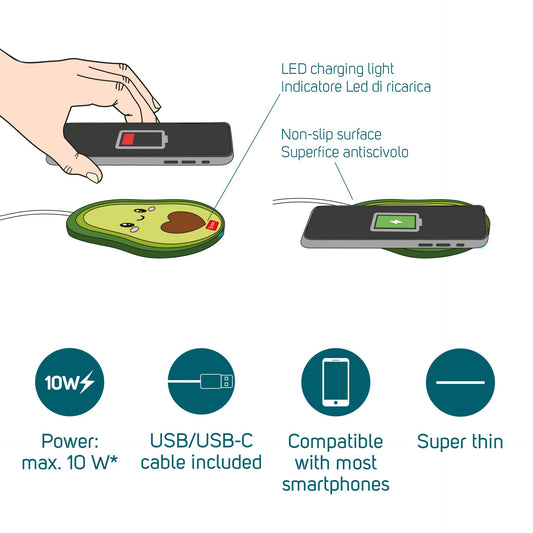 SMARTPHONE WIRELESS CHARGER - SUPER FAST - AVOCADO / PACK DE 3