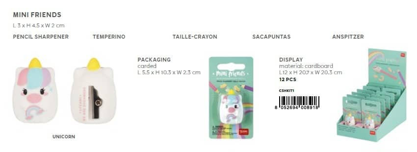 PENCIL SHARPENER - MINI FRIENDS - UNICORN / PACK DE 12